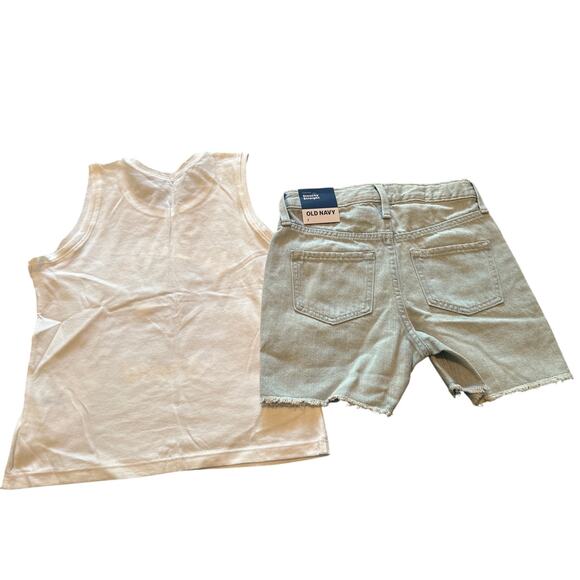 NWT Old Navy Girl's Denim Shorts and Cotton Tank Top Shorts Size 7/Top Size 8 - Picture 2 of 8